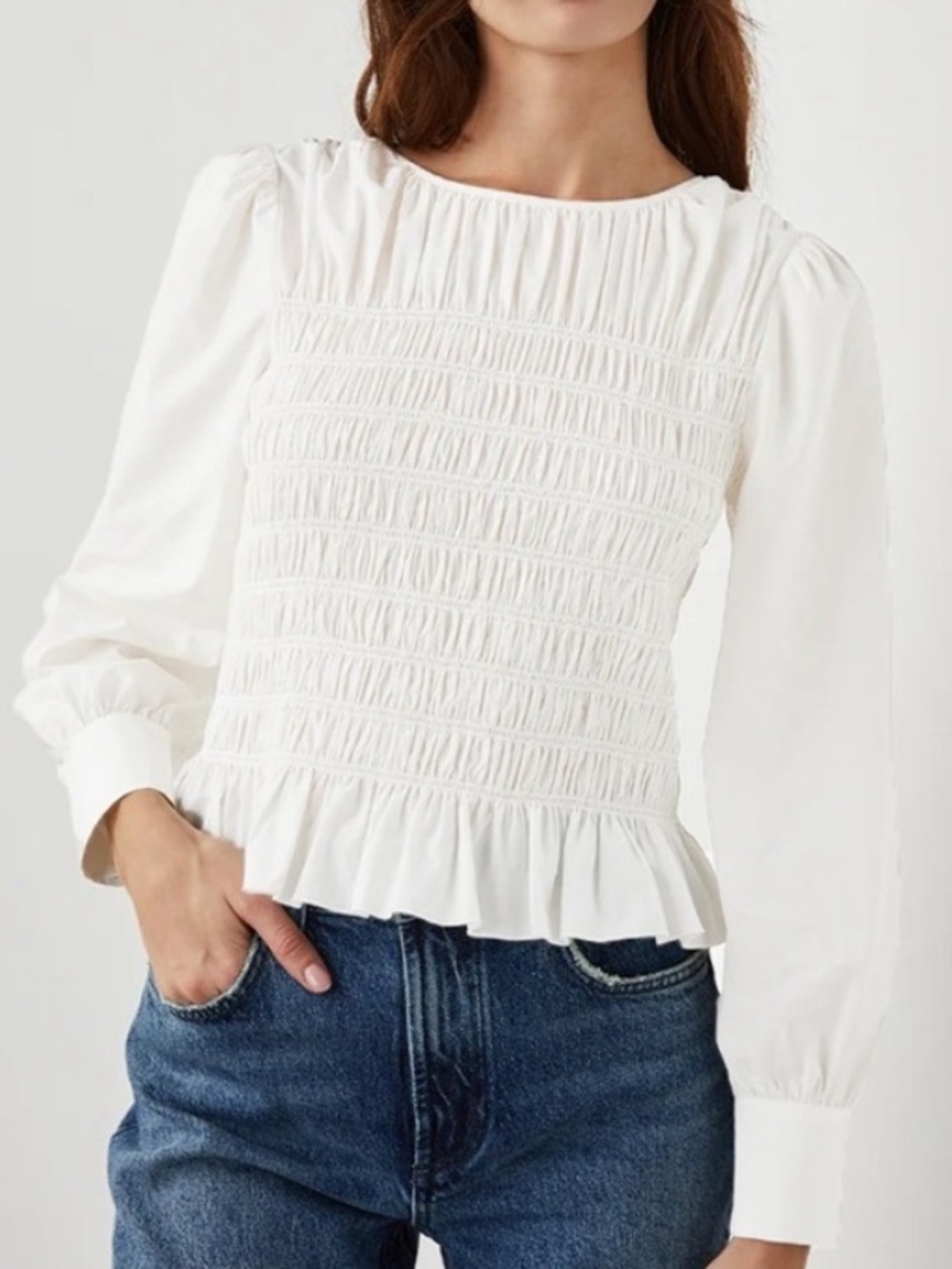 BOGO! RAILS Tabi Smocked Blouse in White Size Small
